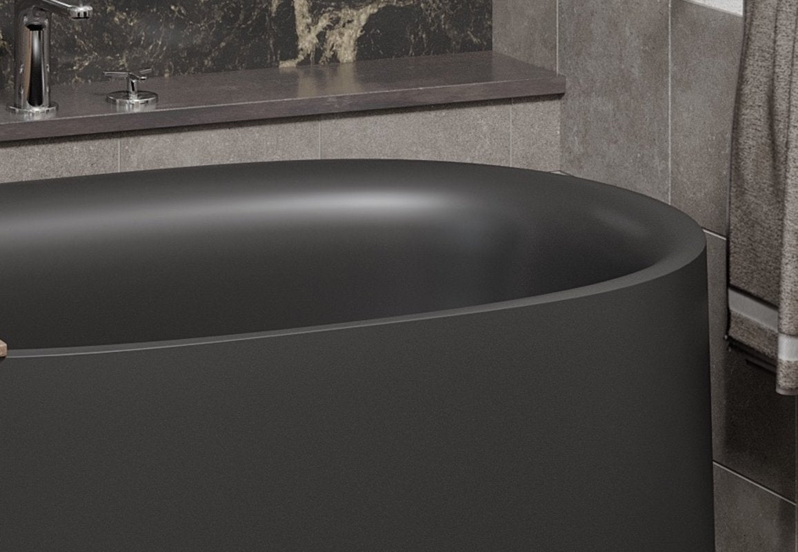 Sophia Freestanding Solid Surface Bathtub - Black Japanese Soaking Tub