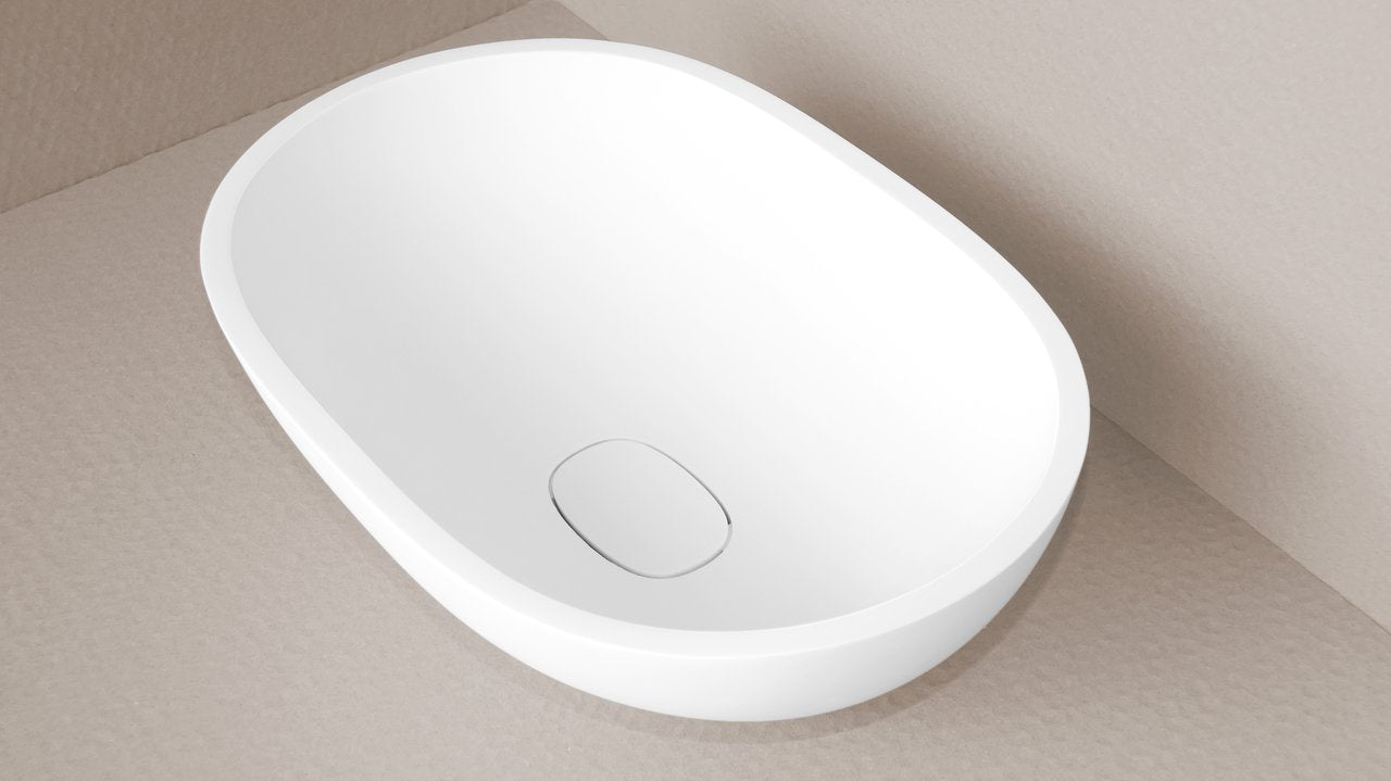Karolina 2 White Oval Stone Vessel Sink