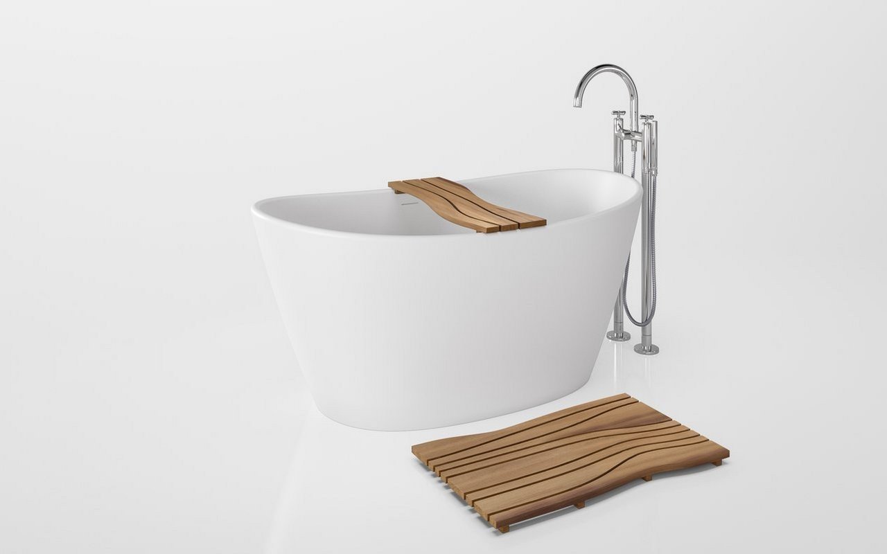 Aquatica Luna Purescape 748M 61.25" Matte White Freestanding Solid Surface Bathtub