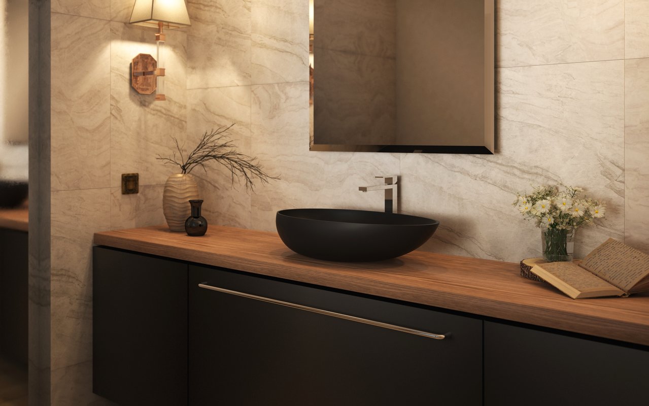 Spoon 2 Black Stone Vessel Sink