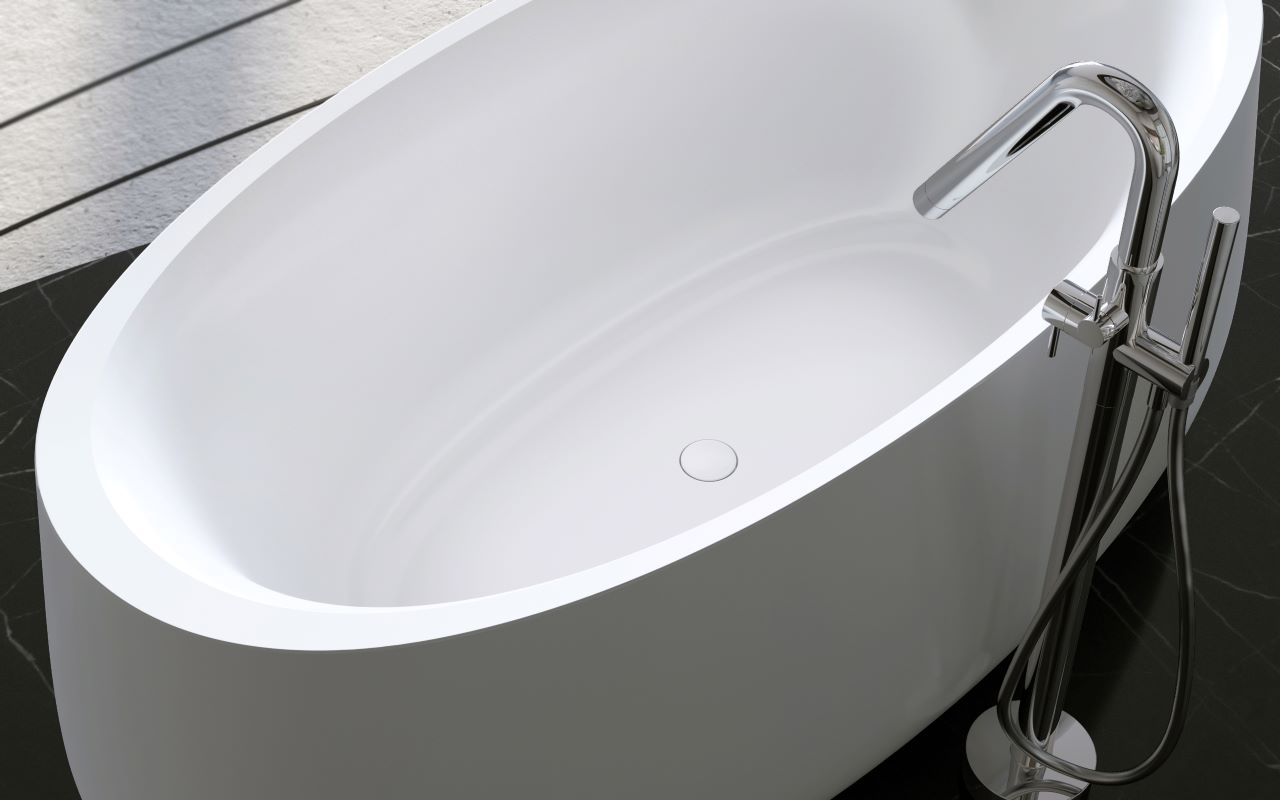 Leah Premium White Freestanding Solid Surface Bathtub