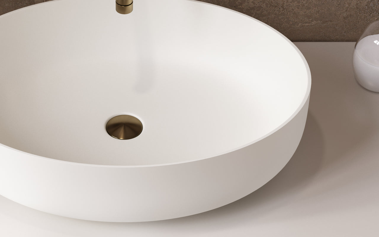 Aurora White Oval Stone Vessel Sink