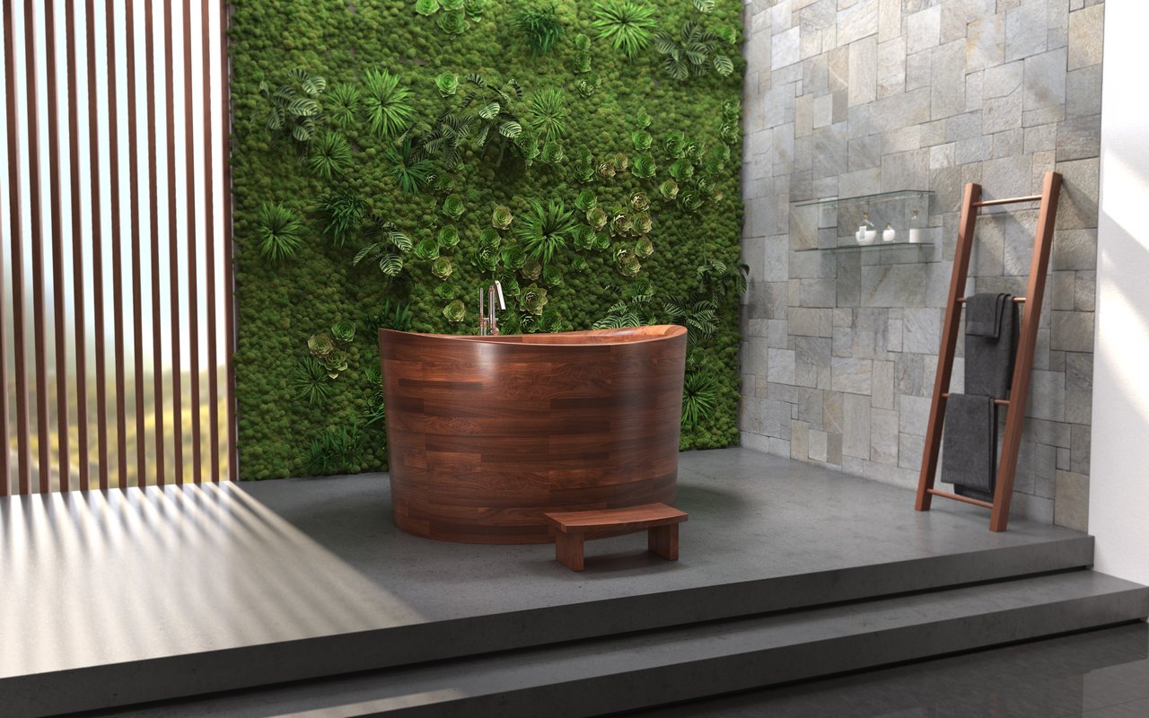 Aquatica True Ofuro Duo Wooden Freestanding Japanese Soaking Bathtub