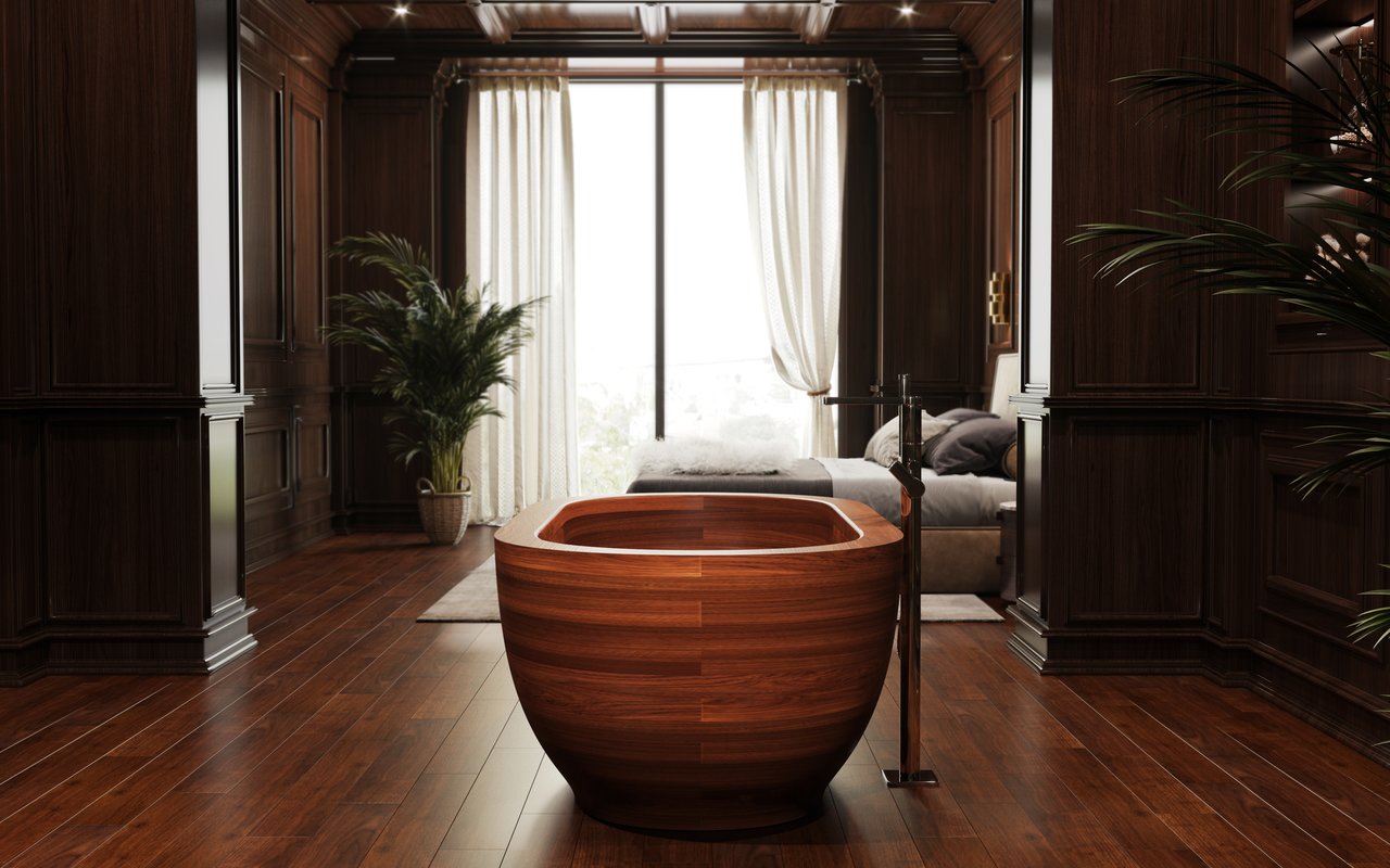 Aquatica Karolina Wood Freestanding SoTub In American Walnut