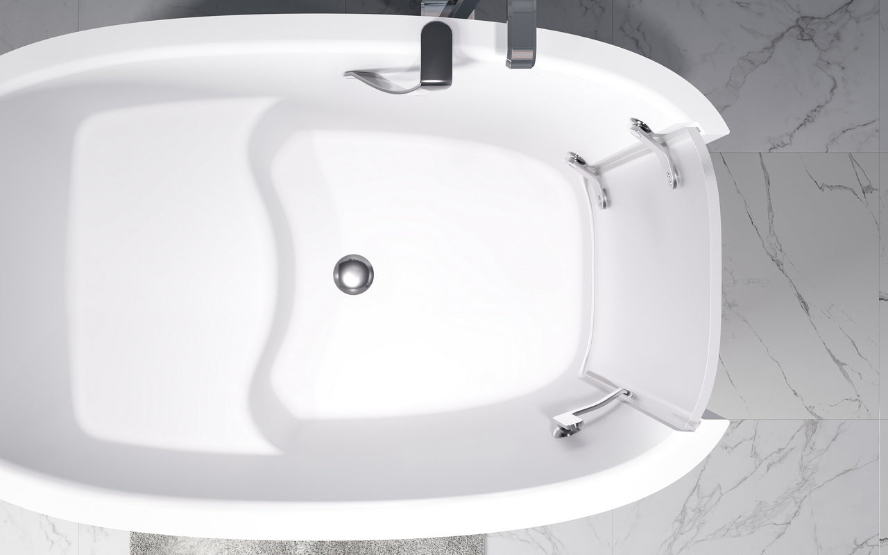 Baby Boomer 2 Freestanding Soaking Walk-In Bathtub - White Japanese Bathtub