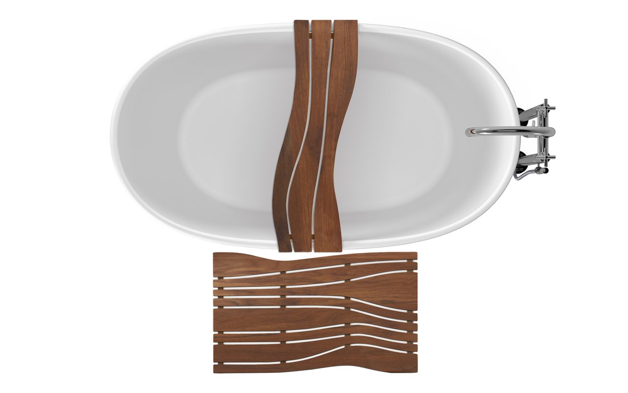 Onde Waterproof Iroko Wood Bathtub Tray