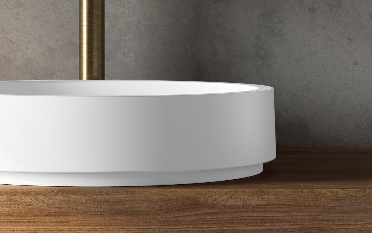 Solace-A Plus White Round Stone Vessel Sink