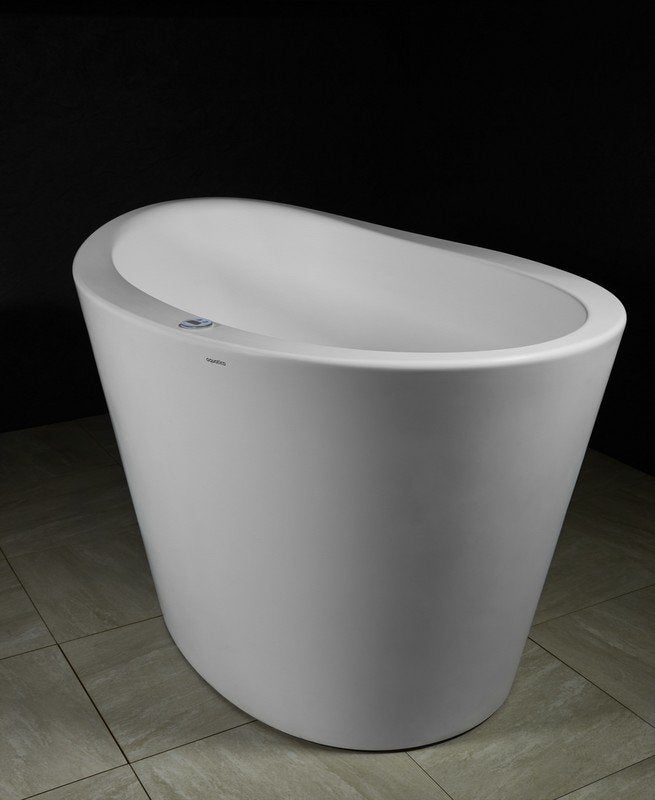 Aquatica True Ofuro Tranquility Heated Japanese Soaking Tub - White Freestanding Solid Surface Bathtub