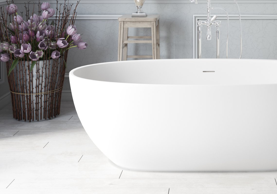 Aquatica Corelia-White Freestanding Solid Surface Bathtub