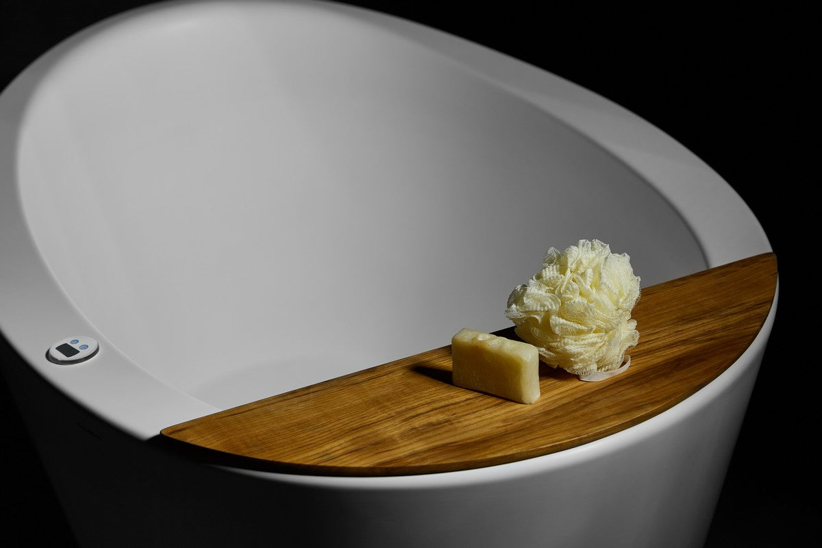 Aquatica True Ofuro Tranquility Heated Japanese Soaking Tub - White Freestanding Solid Surface Bathtub