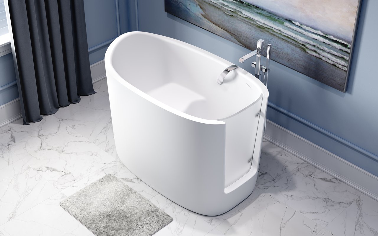 Baby Boomer 2 Freestanding Soaking Walk-In Bathtub - White Japanese Bathtub