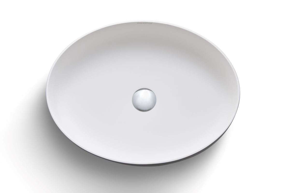 Aurora Gunmetal-White Oval Stone Vessel Sink