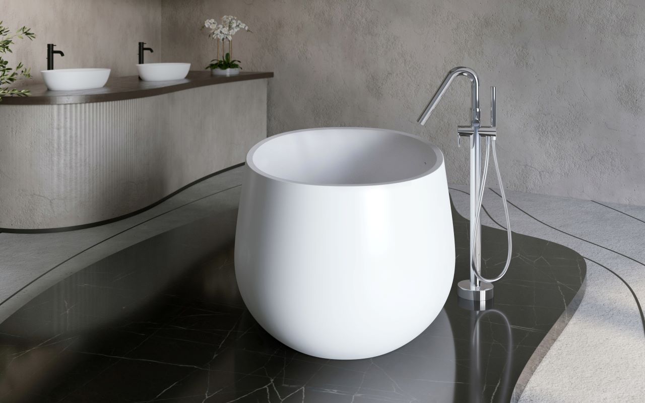Leah Premium White Freestanding Solid Surface Bathtub