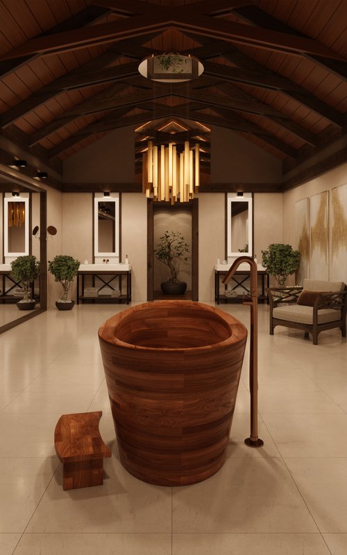 Aquatica True Wooden Ofuro Freestanding Japanese Soaking Bathtub