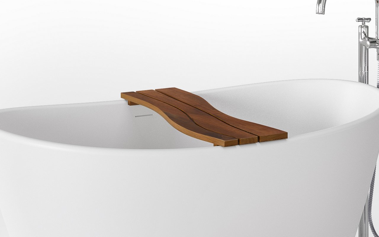 Onde Waterproof Iroko Wood Bathtub Tray