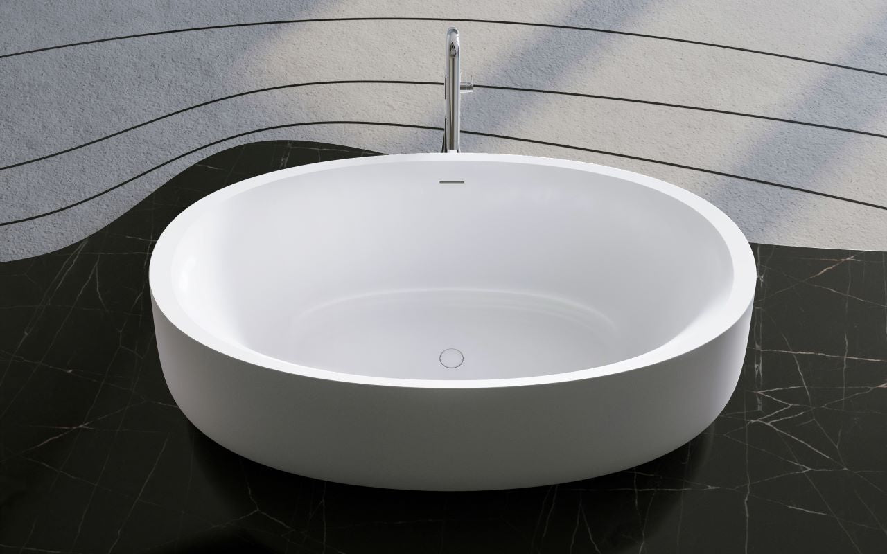 Leah Premium White Freestanding Solid Surface Bathtub