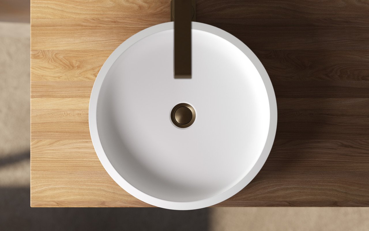 Solace-A Black-Wht Round Stone Vessel Sink
