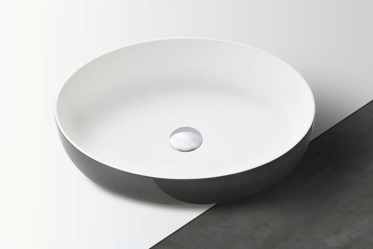 Aurora Gunmetal-Wht Supergloss Oval St Vessel Sink