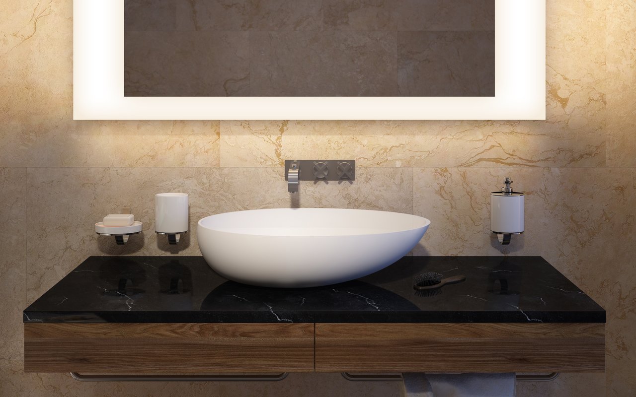 Spoon 2 White Stone Vessel Sink