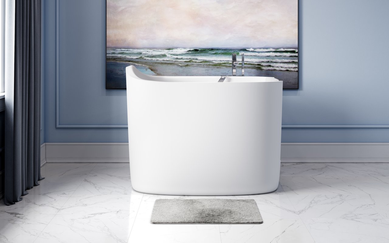 Baby Boomer 2 Freestanding Soaking Walk-In Bathtub - White Japanese Bathtub