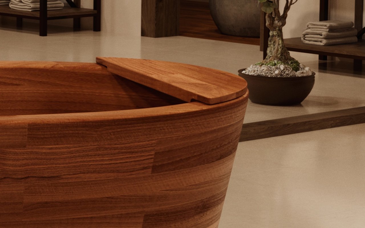 Aquatica True Wooden Ofuro Freestanding Japanese Soaking Bathtub