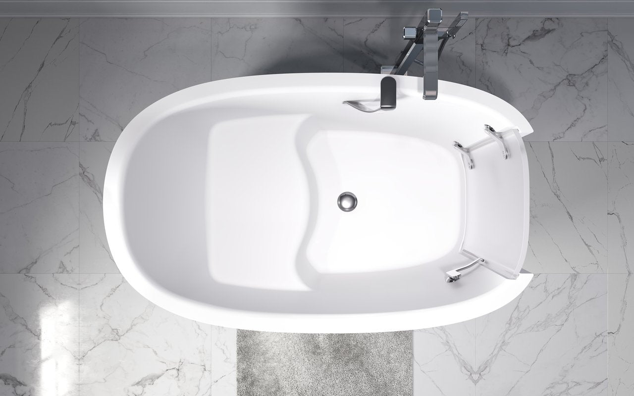 Baby Boomer 2 Freestanding Soaking Walk-In Bathtub - White Japanese Bathtub