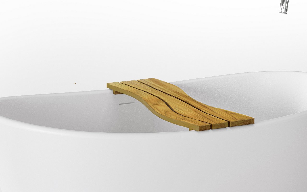 Onde-S Teak Bathtub Tray — Natural Wood Crafted for Modern Bathing