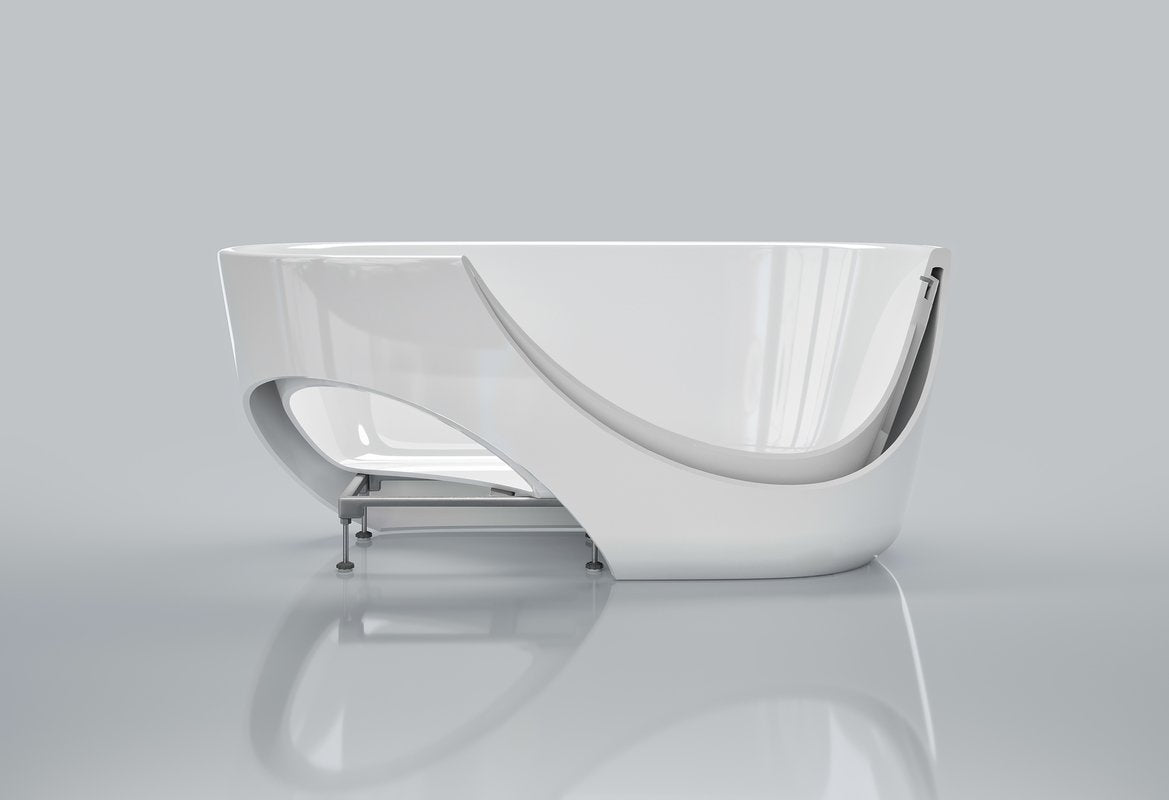 Aquatica True Ofuro Mini Stone Japanese Soaking Bathtub - White Solid Surface Freestanding Tub