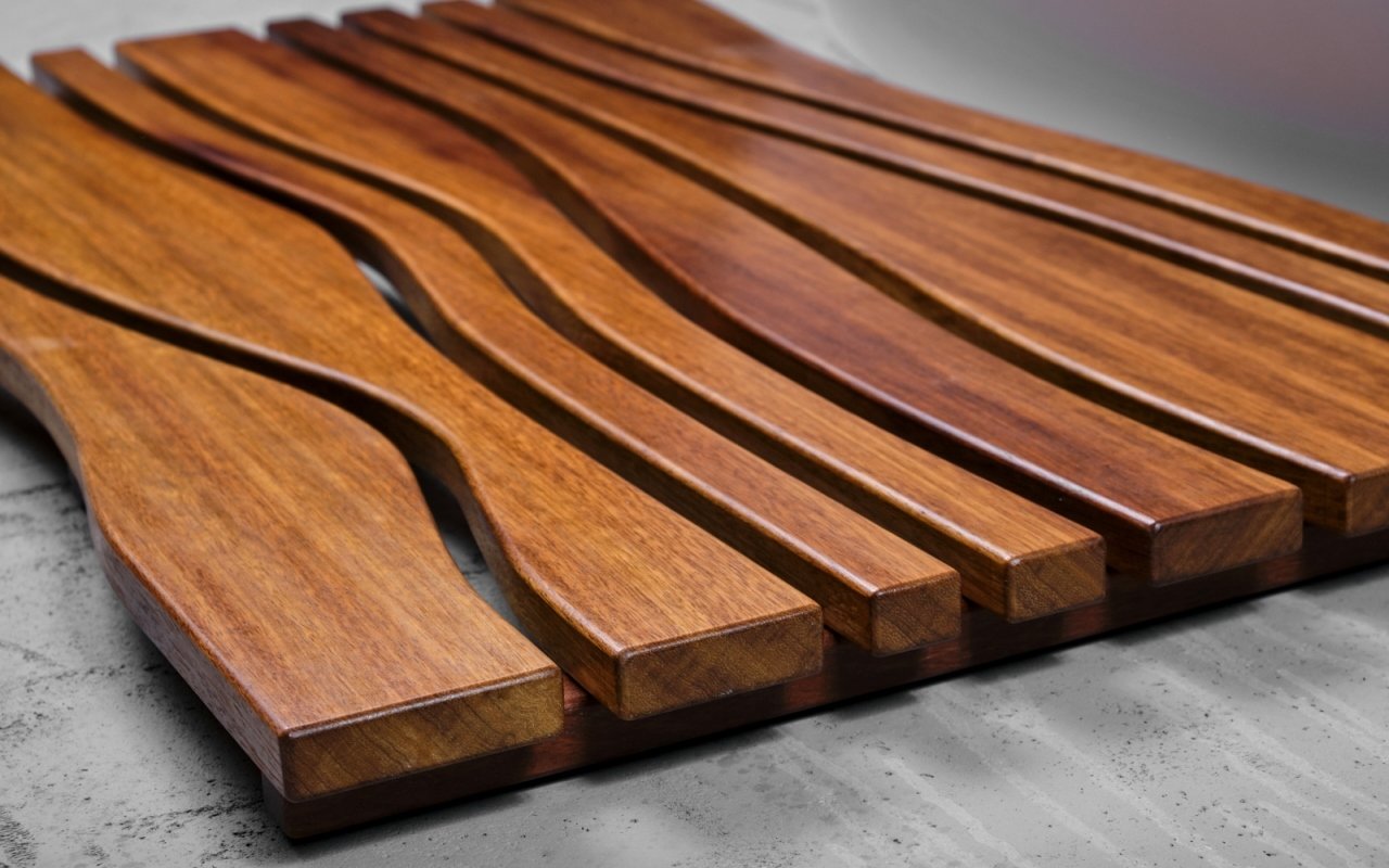 Onde Waterproof Iroko Wood Floor Mat