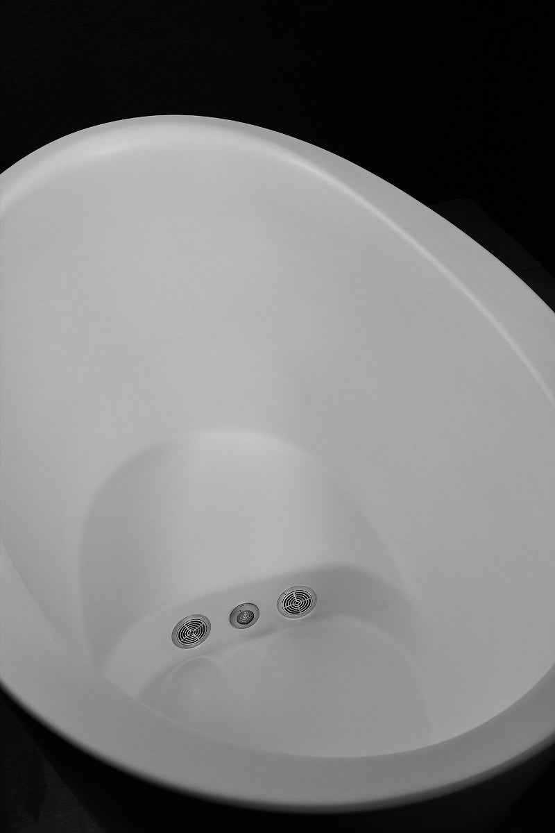 Aquatica True Ofuro Tranquility Heated Japanese Soaking Tub - White Freestanding Solid Surface Bathtub