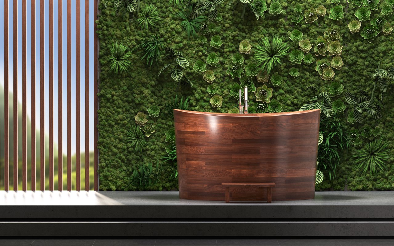 Aquatica True Ofuro Duo Wooden Freestanding Japanese Soaking Bathtub