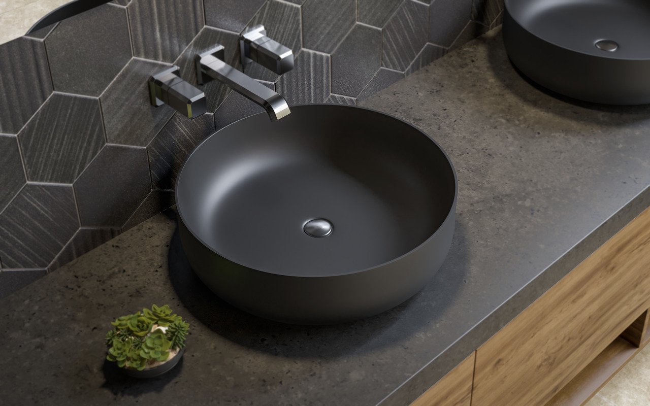 Aurora Black Round Stone Vessel Sink