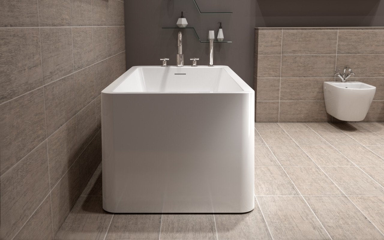 Aquatica Purescape 327B 56.25" High Gloss White Freestanding Acrylic Bathtub