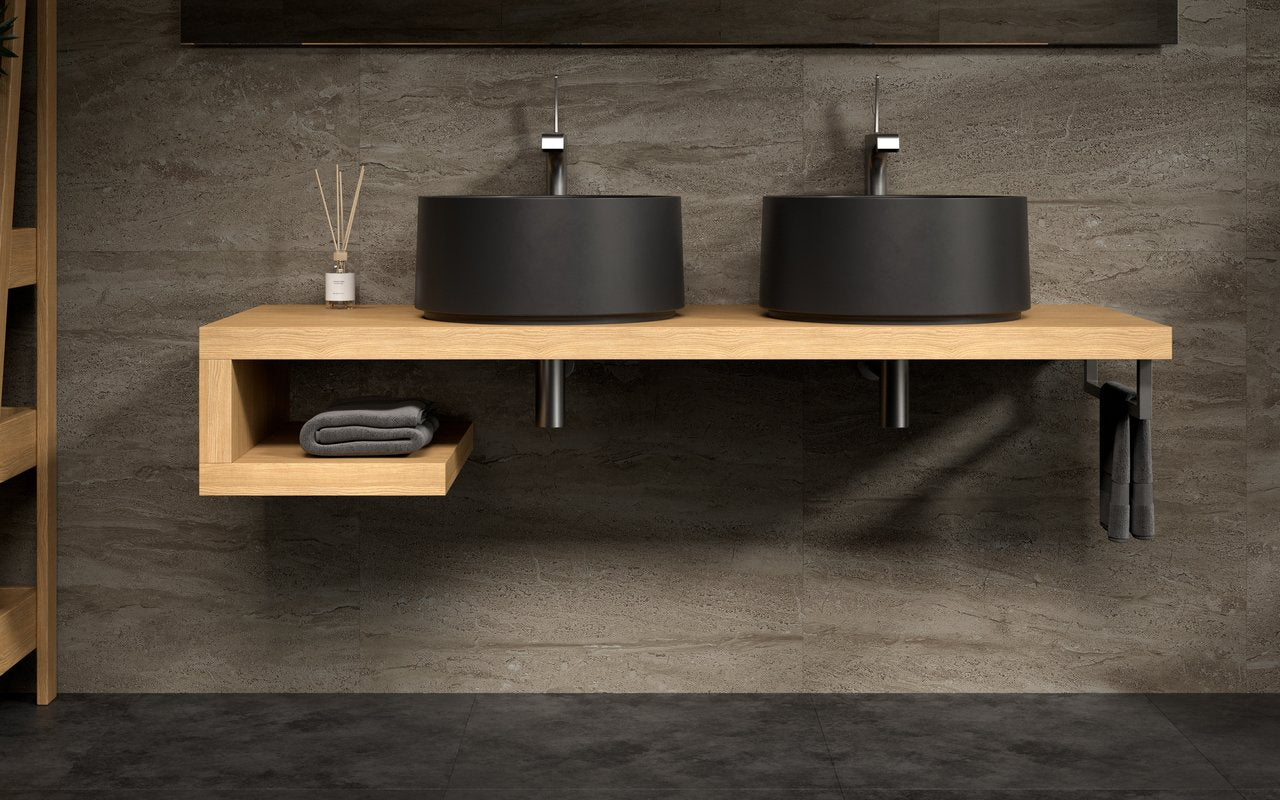 Solace-B Black Round Stone Vessel Sink