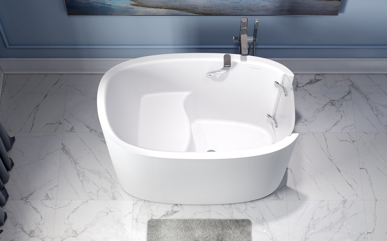 Baby Boomer 2 Freestanding Soaking Walk-In Bathtub - White Japanese Bathtub
