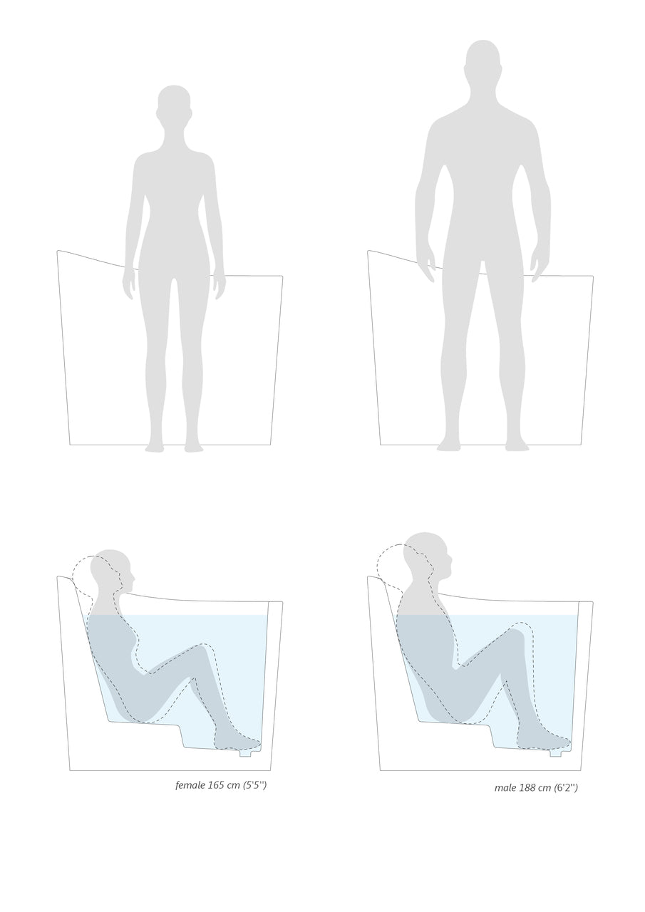 Aquatica True Ofuro Mini Stone Japanese Soaking Bathtub - White Solid Surface Freestanding Tub