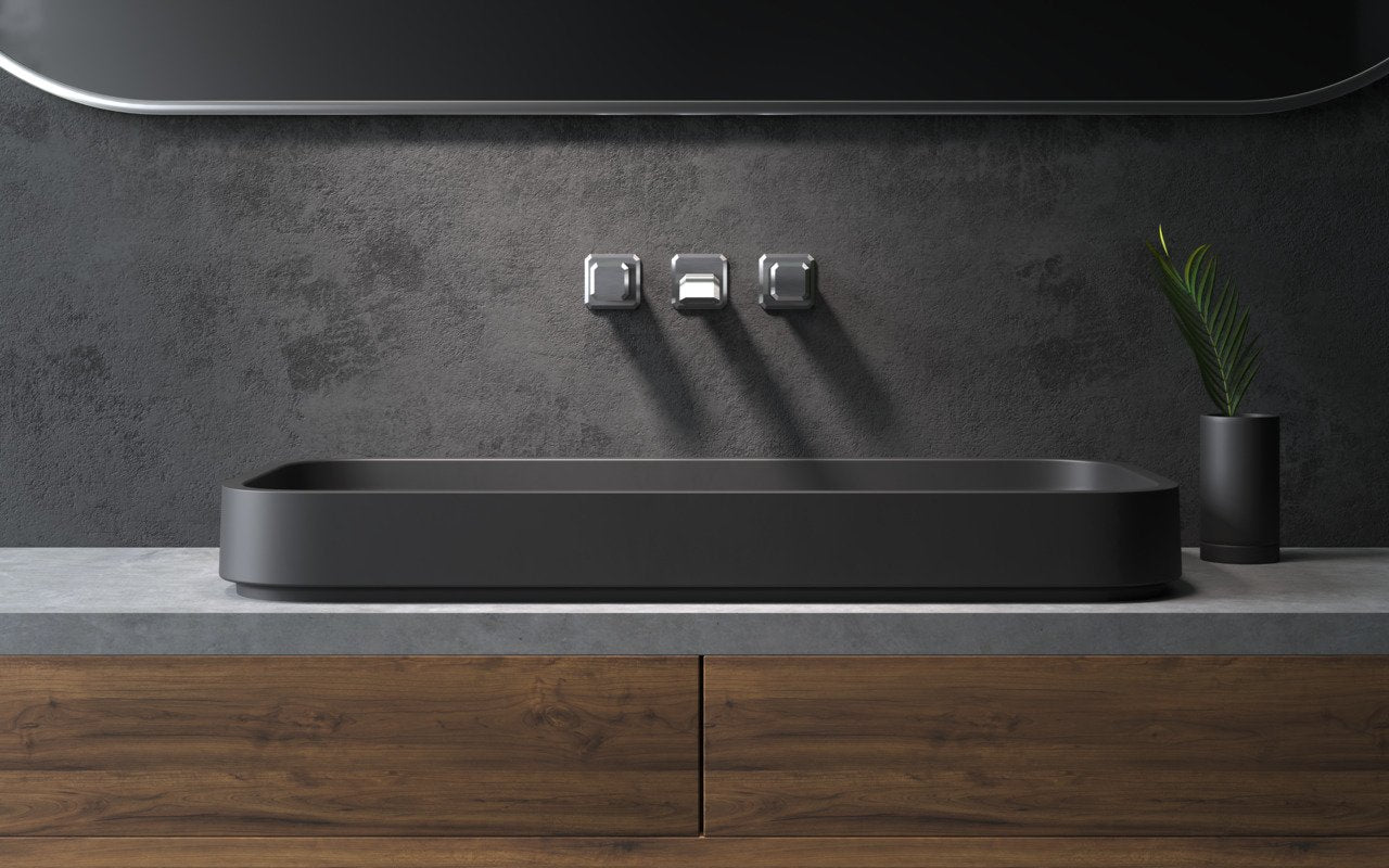 Solace-B Black Rectangular Stone Vessel Sink