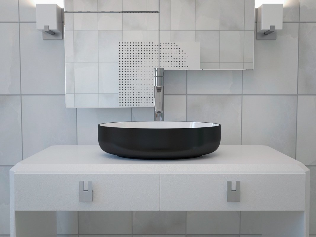 Aquatica Metamorfosi 21.75" Black and White Oval Ceramic Vessel Sink