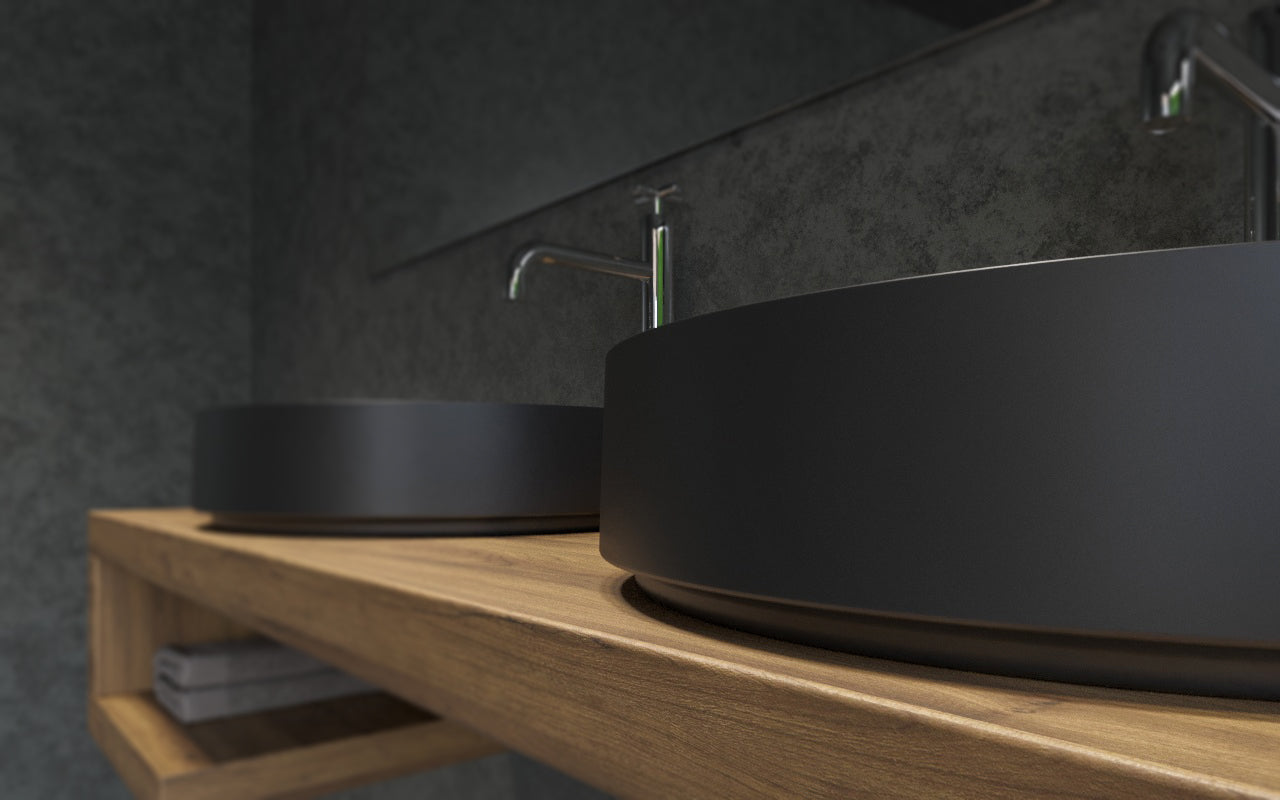 Solace-A Plus Black Round Stone Vessel Sink