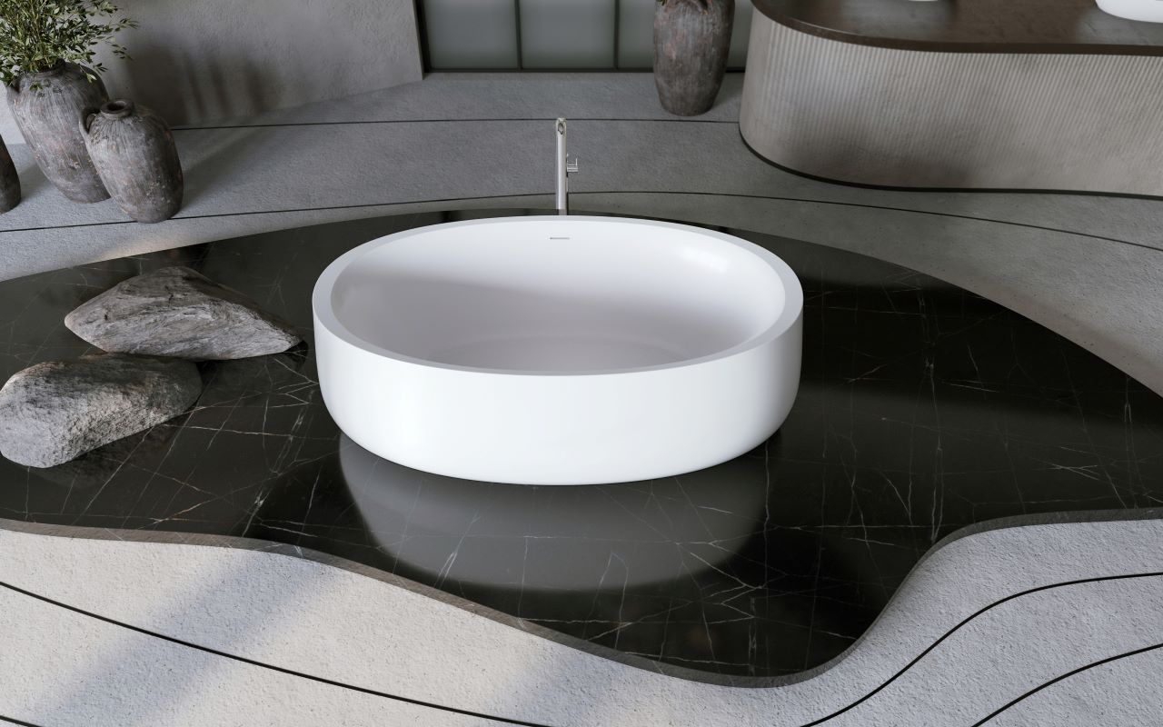 Leah Premium White Freestanding Solid Surface Bathtub