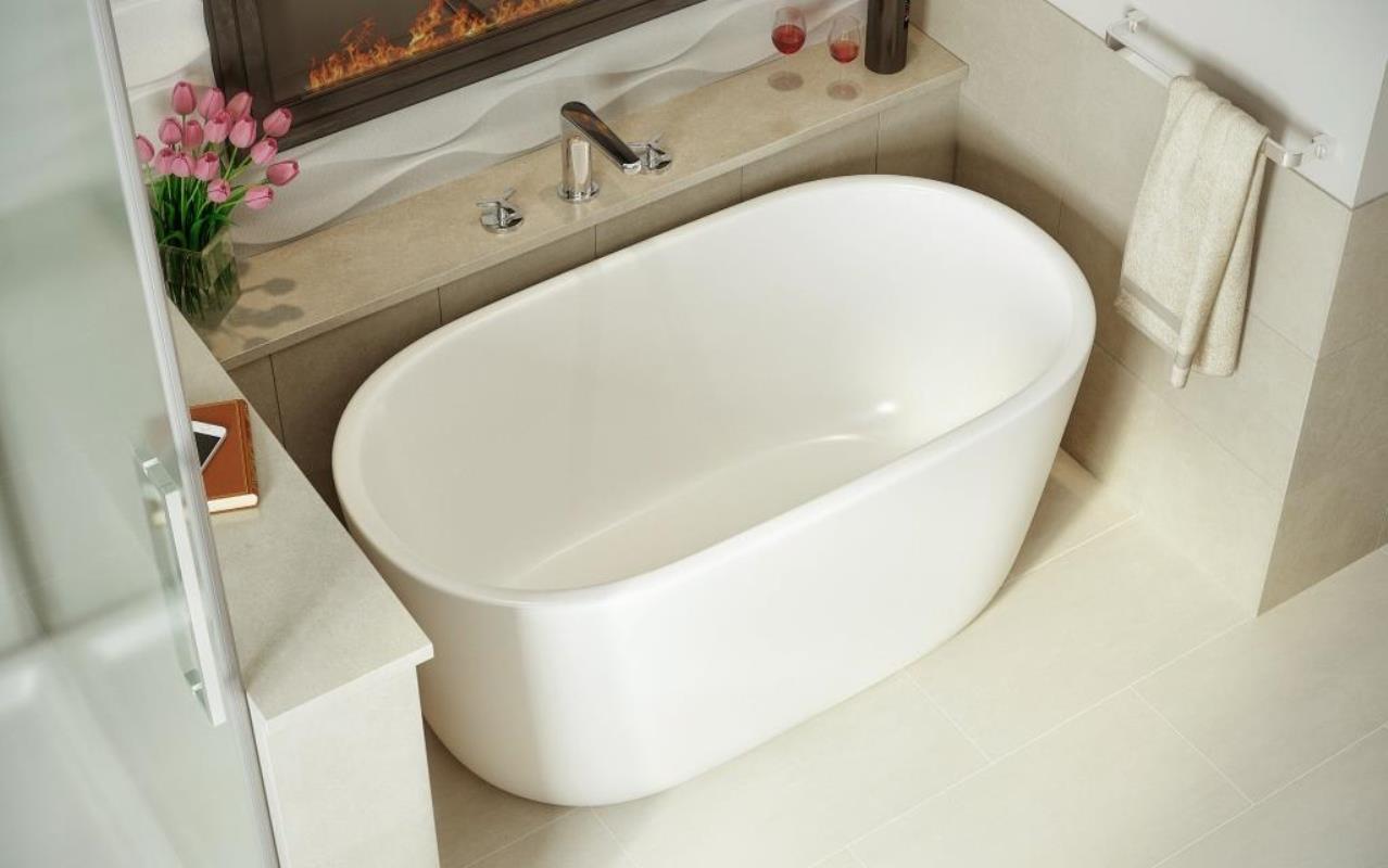 Aquatica Lullaby Nano 51.25" Matte White Small Freestanding Solid Surface Bathtub