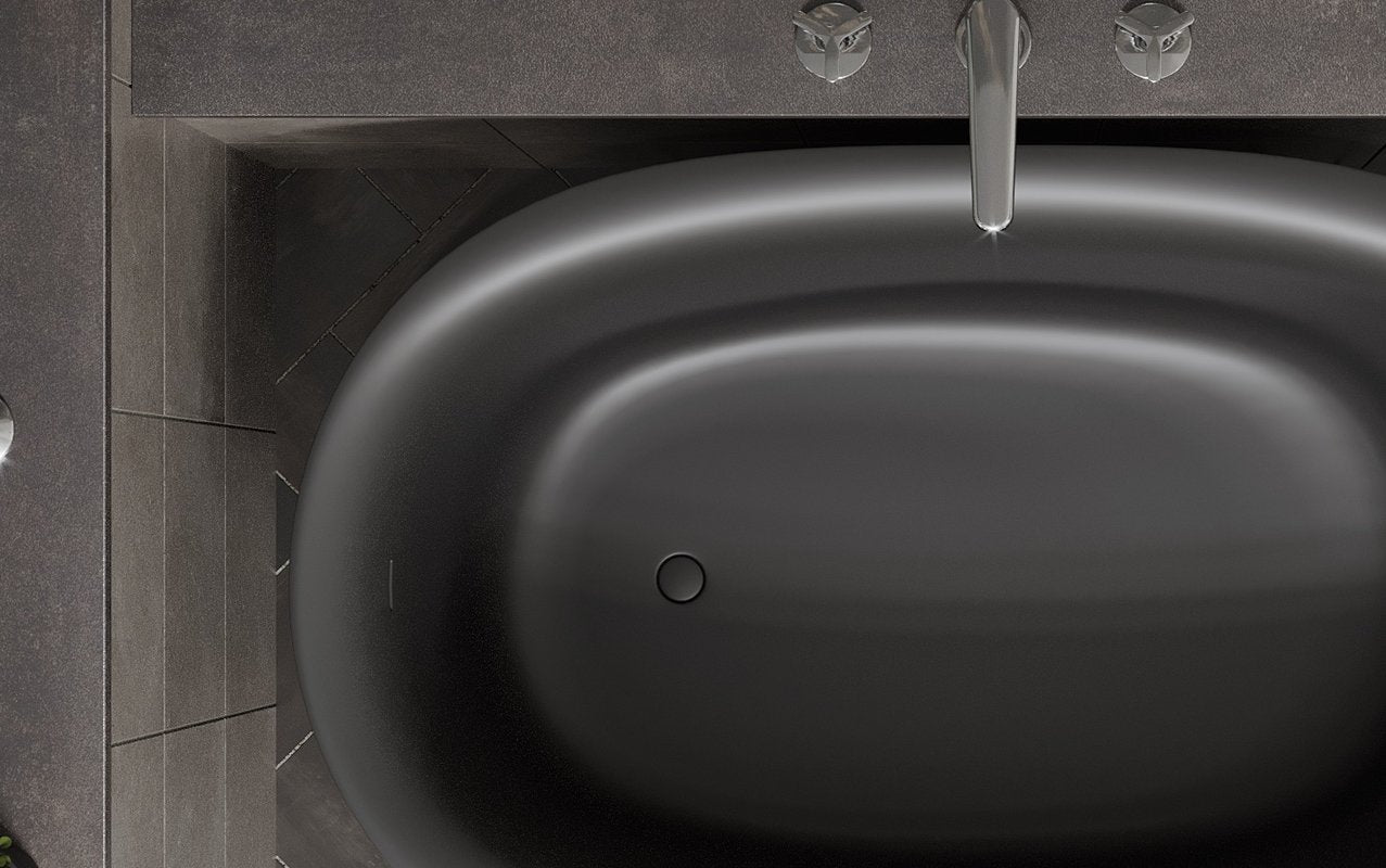 Sophia Freestanding Solid Surface Bathtub - Black Japanese Soaking Tub