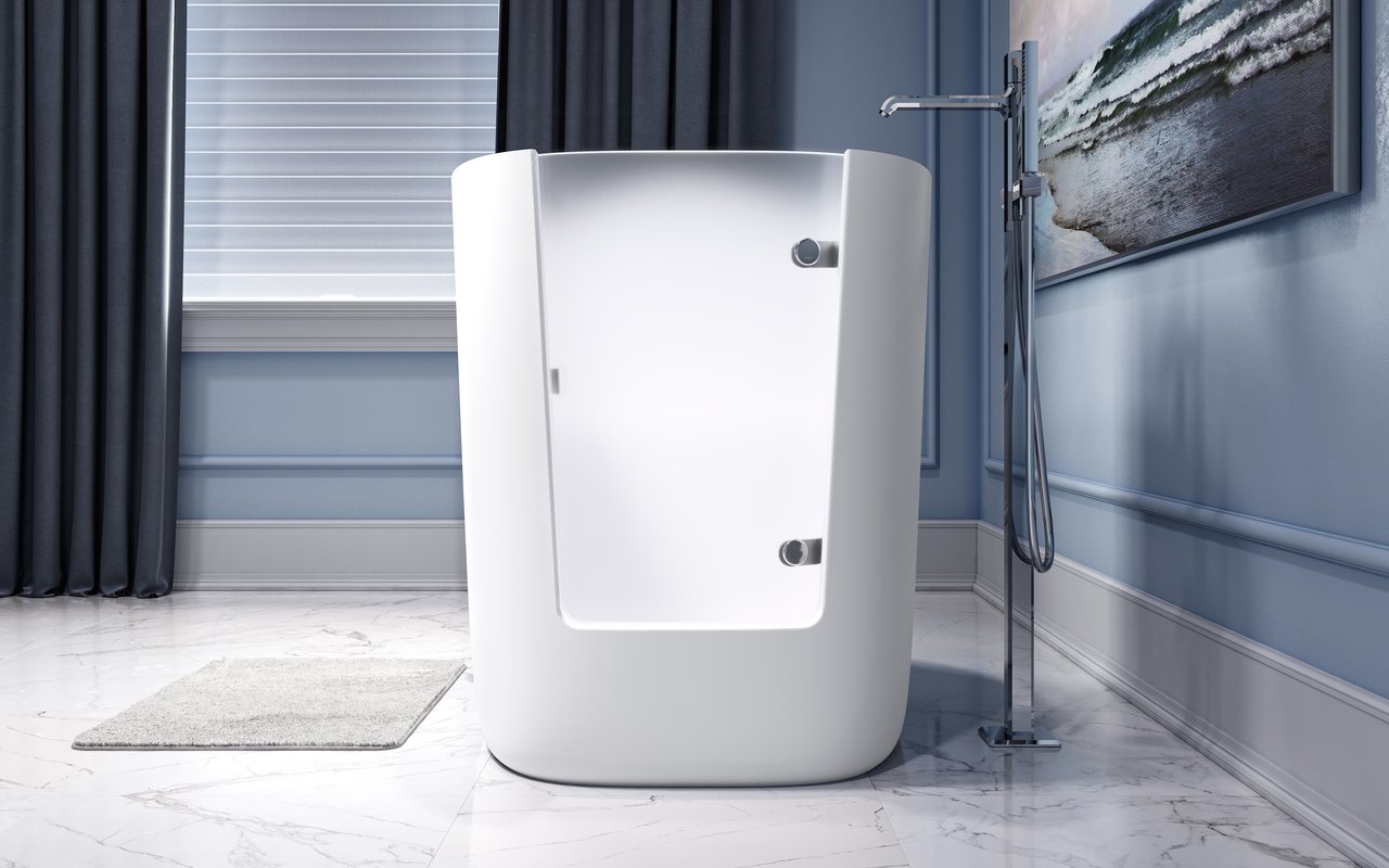 Baby Boomer 2 Freestanding Soaking Walk-In Bathtub - White Japanese Bathtub