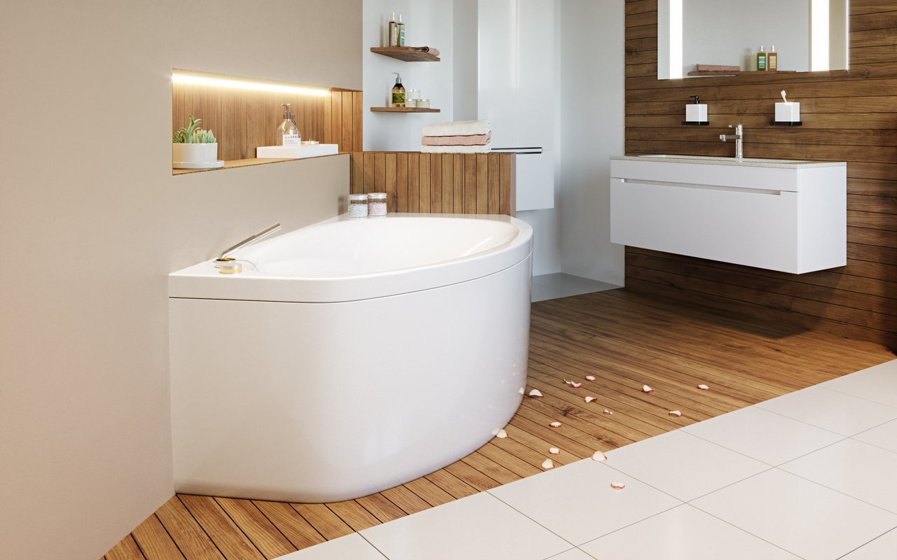 Anette-B-L Corner Acrylic Bathtub